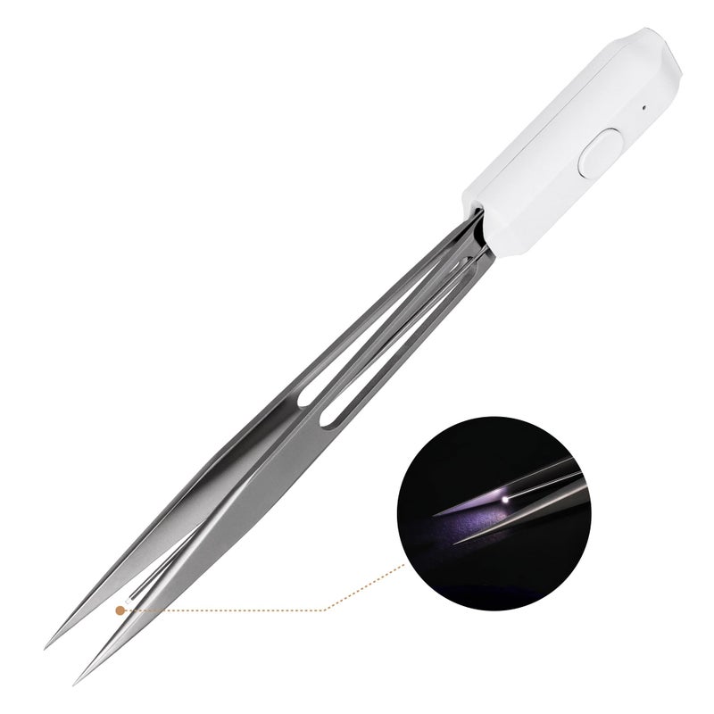 LASHVIEW Lash Tweezer Eyelash Tweezers with Light Straight Pointed Eyelash Tweezers for Profissional Grafting Eyelash Extension Stickers Precision Electronics FG1